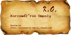 Korcsmáros Ompoly névjegykártya